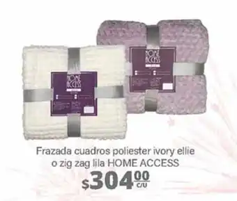 Frazada cuadros poliester ivory ellie o zig zag lila HOME ACCESS