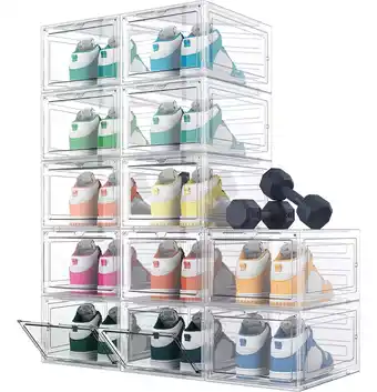Mercado Libre 12 piezas zapatos apilables estantes plasticos transparentes oferta