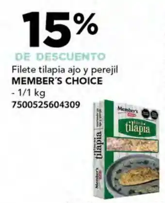 Soriana Híper Filete tilapia ajo y perejil MEMBER'S CHOICE 1/1 kg oferta