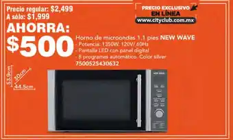 Horno de microondas 1.1 pies NEW WAVE