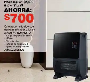 Calentador eléctrico con deshumidificador y fuego BORNOTO