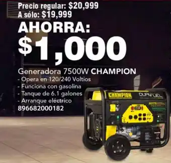 Soriana Híper Generadora 7500W CHAMPION oferta