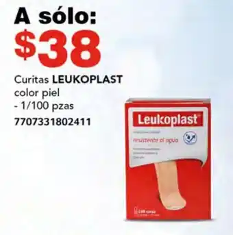 Soriana Híper Curitas LEUKOPLAST color piel - 1/100 pzas oferta
