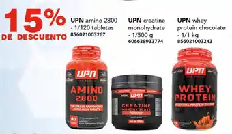UPN amino 2800 - 1/120 tabletas - UPN creatine monohydrate - 1/500 g - UPN whey protein chocolate - 1/1 kg