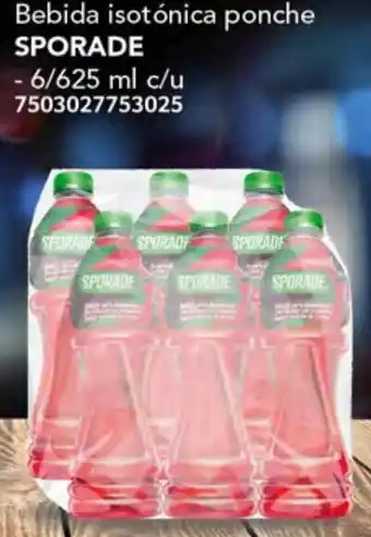 Soriana Híper SPORADE Bebida isotónica ponche 6/625ml oferta