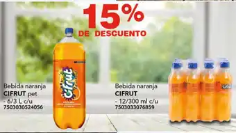 Soriana Híper Bebida naranja CIFRUT pet 6/3L/ Bebida naranja CIFRUT 12/300ml oferta