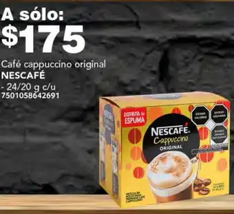 Soriana Híper Café cappuccino original NESCAFÉ 24/20g oferta