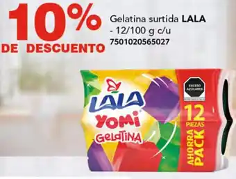 Soriana Híper Gelatina surtida LALA 12/100g oferta