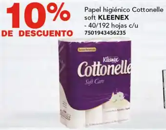 Soriana Híper Papel higiénico Cottonelle soft KLEENEX 40/192 hojas oferta