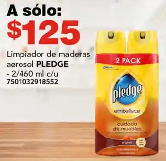 Soriana Híper Limpiador de maderas aerosol PLEDGE 2/460ml oferta