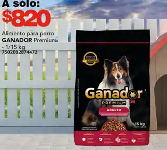 Soriana Híper Alimento para perro GANADOR Premium 1/15kg oferta