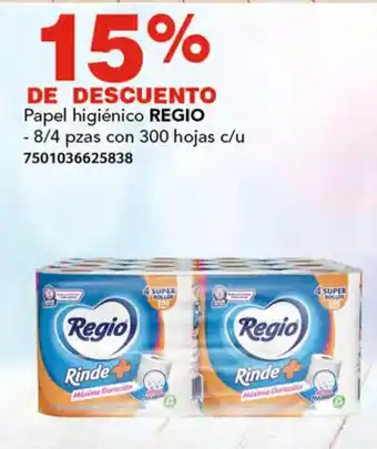 Soriana Híper Papel higiénico REGIO 8/4 pzas oferta