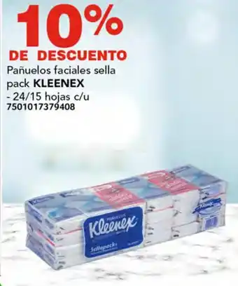 Soriana Híper Pañuelos faciales sella pack KLEENEX 24/15 hojas oferta