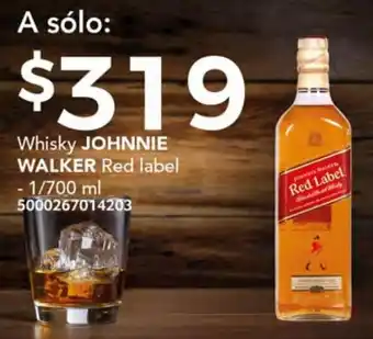 Soriana Híper Whisky JOHNNIE WALKER Red label 1/700ml oferta