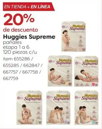Huggies Supreme pañales etapa 1 a 6 120 piezas c/u