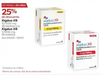 Xigduo XR 10/1000 mg 28 tabletas y/o Xigduo XR 5/1000 mg 28 tabletas