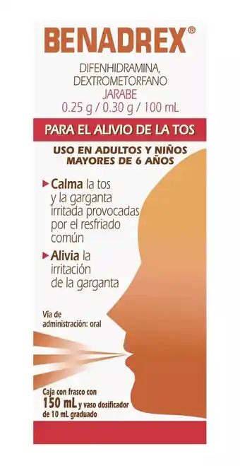 Jarabe antitusivo benadrex con vaso dosificador envase 150ml