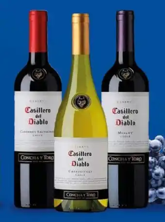Vino Concha y Toro Casillero del Diablo Cabernet Sauvignon, Chardonnay o Merlot 750 ml x 2