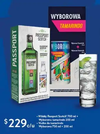 Whisky Passport Scotch 700 ml + Wyborowa tamarindo 200 ml / Wyborowa 750 ml + 200 ml