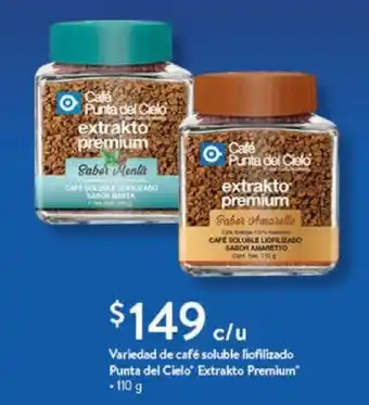 Variedad de café soluble liofilizado Punta del Cielo Extrakto Premium 110 g