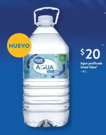 Walmart Agua purificada Great Value 4L oferta