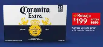 Walmart Cerveza Coronita Extra 24 pzas de 210 ml c/u oferta