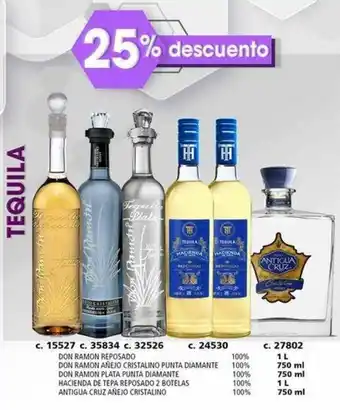 Bodegas Alianza TEQUILA DON RAMON REPOSADO 1L /AÑEJO 750ml /PLATA 750ml /HACIEND DE TEPA REPOSADO 1L /ANTIGUA CRUZ AÑEJO CRISTALINO 750 ml oferta