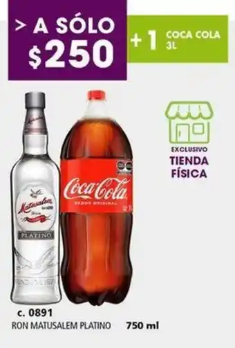 RON MATUSALEM PLATINO 750ML + COCA-COLA 3L