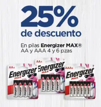 En pilas Energizer MAX AA y AAA 4 y 6 pzas