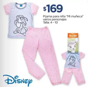 Chedraui Pijama para niña "Mi muñeca" varios personajes Talla: 4-10 oferta