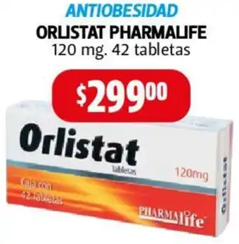 Farmacias Guadalajara ORLISTAT PHARMALIFE 120 mg 42 tabletas oferta