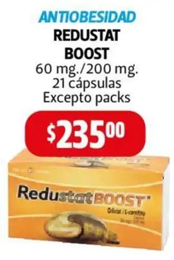 Farmacias Guadalajara ANTIOBESIDAD REDUSTAT BOOST 60 mg./200 mg. 21 Cápsulas Excepto packs oferta