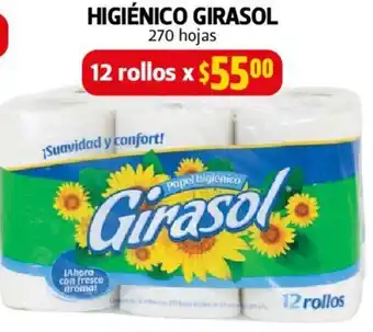 Farmacias Guadalajara HIGIÉNICO GIRASOL 270 hojas 12 rollos oferta