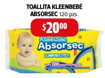 Farmacias Guadalajara TOALLITA KLEENBEBÉ ABSORSEC 120 pzs oferta