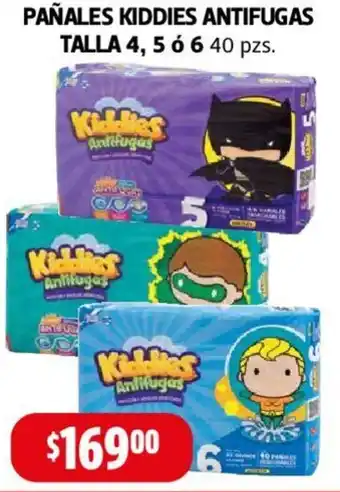 PAÑALES KIDDIES ANTIFUGAS TALLA 4,5 6 6 40 pzs