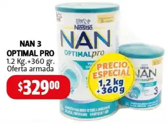 Farmacias Guadalajara NAN 3 OPTIMAL PRO 1.2 Kg.+360 gr. Oferta armada oferta