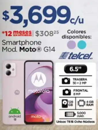 Chedraui Smartphone Mod. Moto G14 oferta
