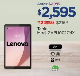 Chedraui Lenovo Tablet Mod. ZABU0027MX oferta