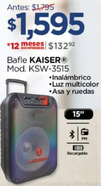 Chedraui Bafle KAISER Mod. KSW-3515 oferta
