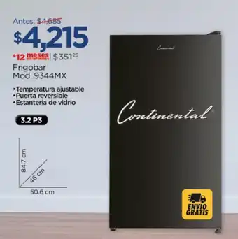 Chedraui Continental Frigobar Mod. 9344MX oferta