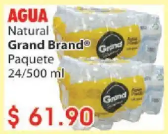 Casa Ley AGUA Natural Grand Brand Paquete 24/500ml oferta