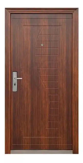 Puerta De Seguridad Barcelona Nogal Apertura Der. Acero 100% Color Naranja Oscuro