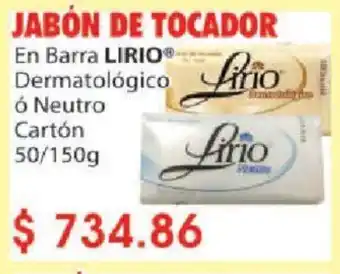 JABÓN DE TOCADOR En Barra LIRIO Dermatológico ó Neutro Cartón 50/150g