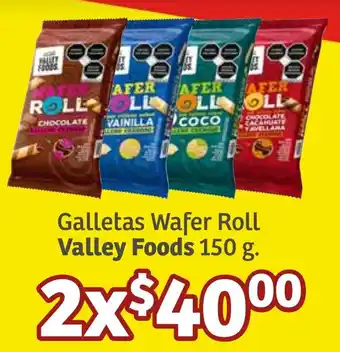 Soriana Súper Galletas Wafer Roll Valley Foods 150 g. x 2 oferta