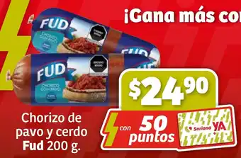 Soriana Súper Chorizo de pavo y cerdo Fud 200 g. oferta