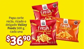 Soriana Súper Papa corte recto, rizado o delgado Valley Foods 500 g. cada una oferta