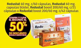 Redustat 60 mg. c/60 cápsulas, 60 mg. capsulas blister, boost 200/60 mg. c/21 cápsulas o boost 200/60 mg. c/42 cápsulas