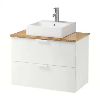 IKEA Godmorgon/tolken / törnviken mueble baño con cubierta y lavabo, blanco/bambú dalskär grifo, 82x49x72 cm oferta