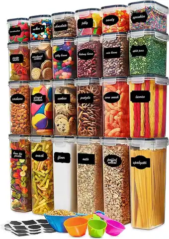 Mercado Libre Juego de 24 recipientes hérmeticos de plástico para cocina oferta