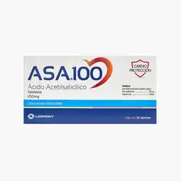 Farmacias YZA Asa 100mg 30 tabs oferta